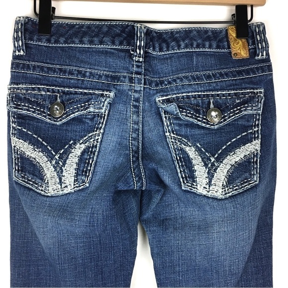 MAURICES Jeans Bootcut Embroidered Bling Flap Pockets Juniors Size 1/2 Regular - Picture 5 of 10